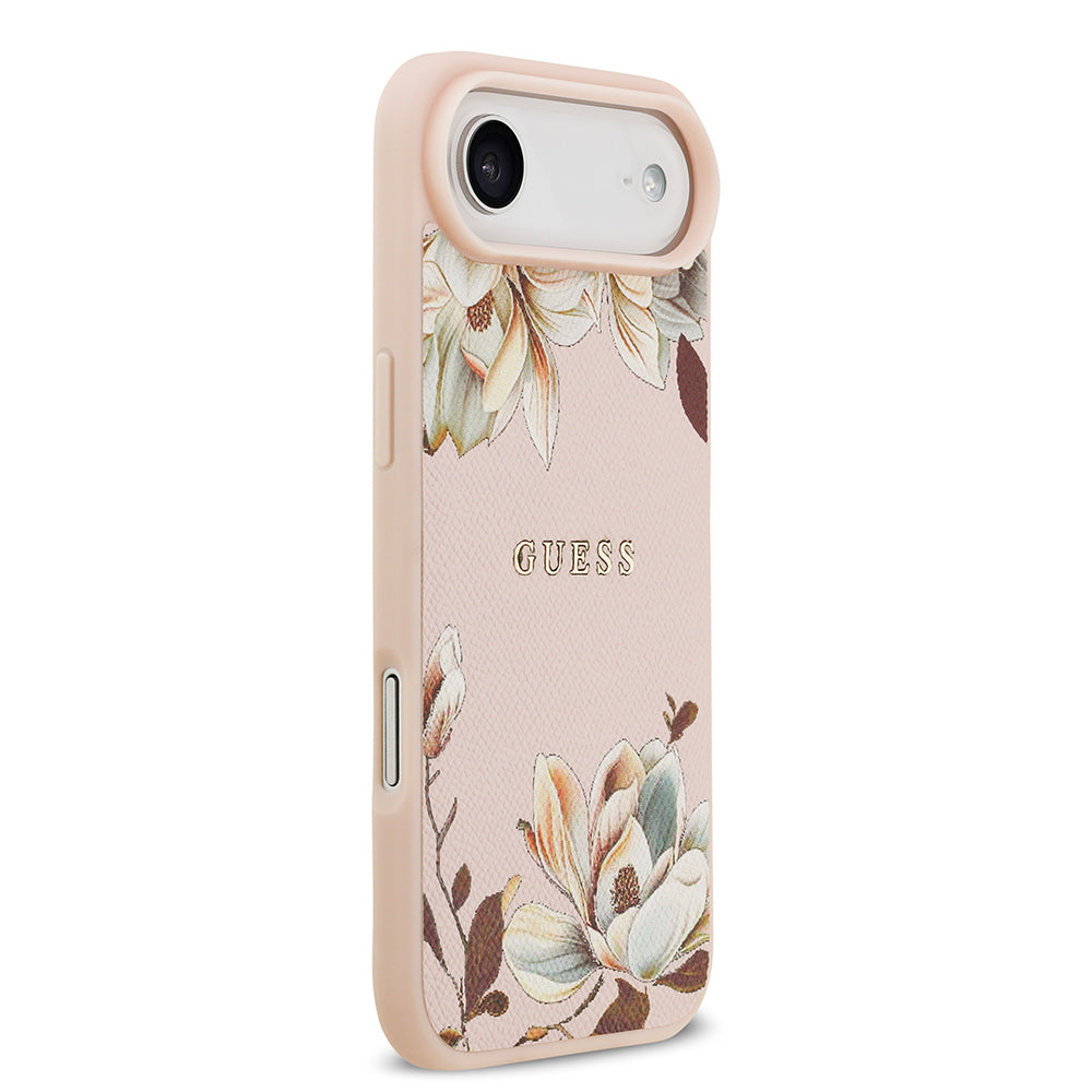 Guess iPhone 17 Air Orjinal Lisanslı M-safe Şarj Özellikli Taneli Çiçek Tasarımlı Metal Yazı Logolu Kılıf Guess iPhone 17 Air Orjinal Lisanslı M-safe Şarj Özellikli Taneli Çiçek Tasarımlı Metal Yazı Logolu Kılıf